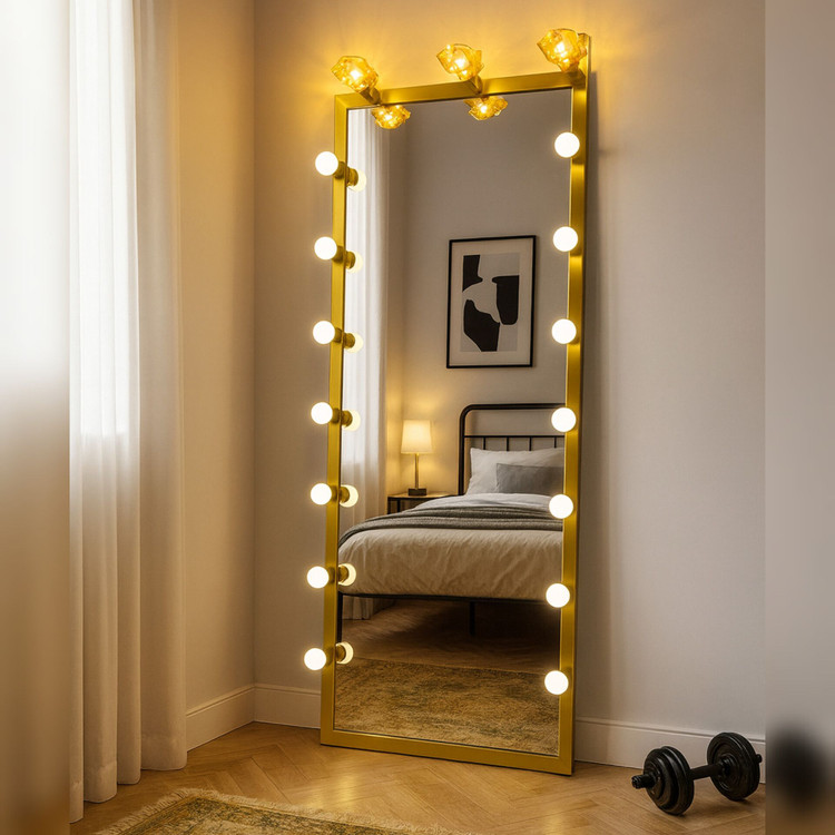 آینه مدرن چراغدار ایستاده فلزی E154